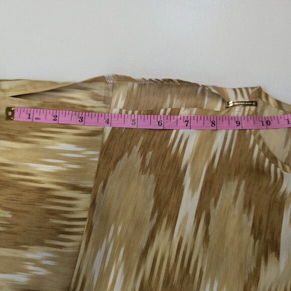 Michael by Michael Kors Gold Patterned Cold Shoulder Blouse Size Small - Picture 12 of 14
